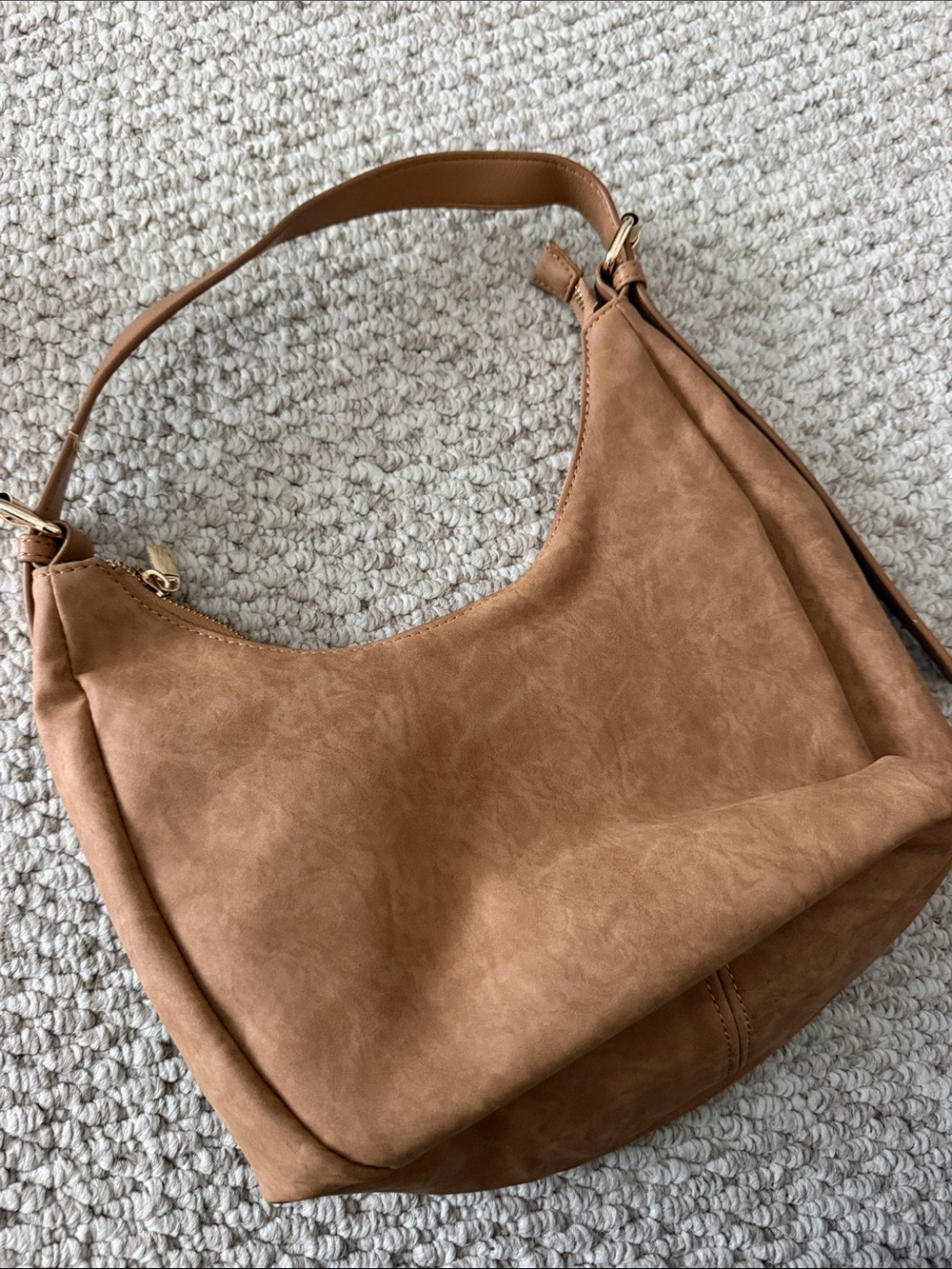 Everyday Hobo Shoulder Bag in Tan Faux Leather